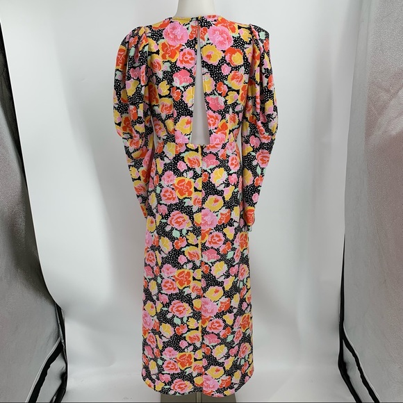 Topshop Multicolor Puff Sleeve Floral Midi Dress - Picture 13 of 16